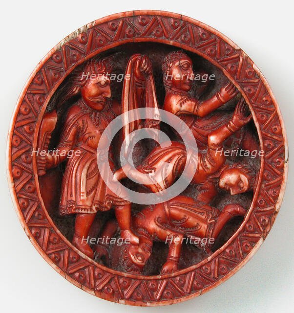 Game Piece with Samson Slaying the Philistines with the Jawbone of an Ass, German, 1140-50. Creator: Unknown.