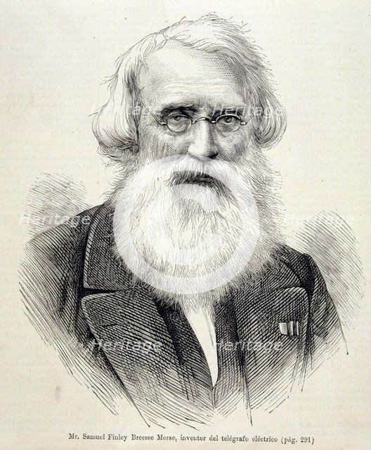 Samuel Fidney Morse (1791-1872), American inventor, he invented the telegraphy, engraving in the …