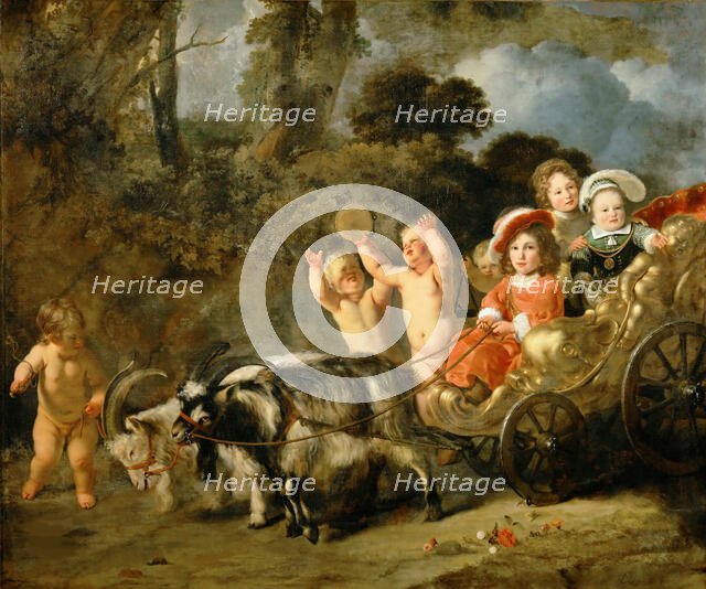 Noble Children In A Carriage Drawn By Goats, 1654. Creator: Bol, Ferdinand (1616-1680).