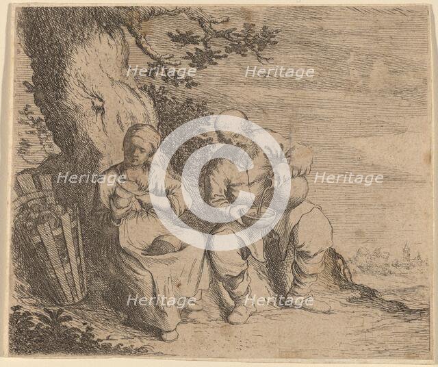 Peasant Couple Sitting under a Tree, c. 1630/1660. Creator: Willem Basse.