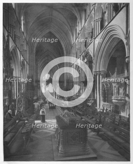 'The Choir of Worcester Cathedral', c1917, (1917). Artist: Unknown.
