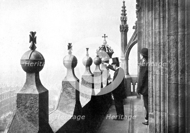 Gallery above the clock face, Big Ben, Palace of Westminster, London, c1905. Artist: Unknown