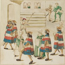 Men in Red, White and Blue Dancing with Their Partners, c. 1515. Creator: Unknown.