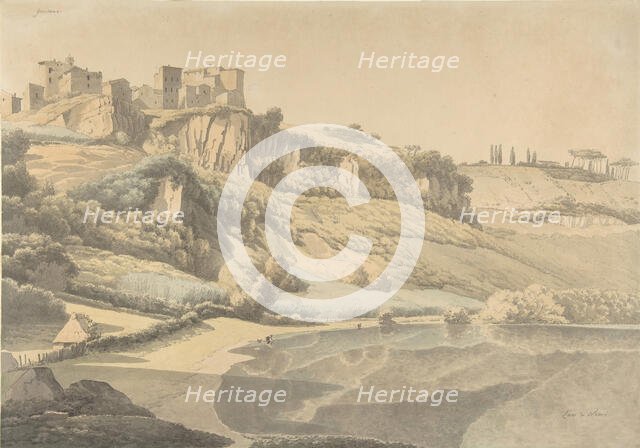 Genzano and Lake Nemi, early 19th century. Creator: Josephus Augustus Knip.