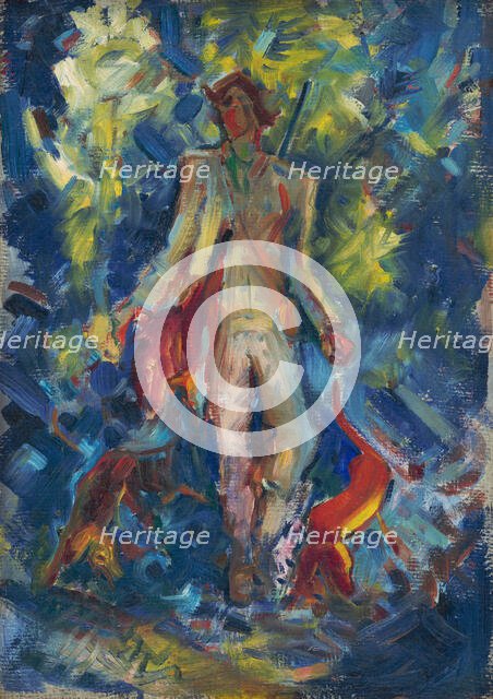 Standing Huntsman with Two Dogs, 1940-1944. Creator: Arnold Peter Weisz-Kubincan.