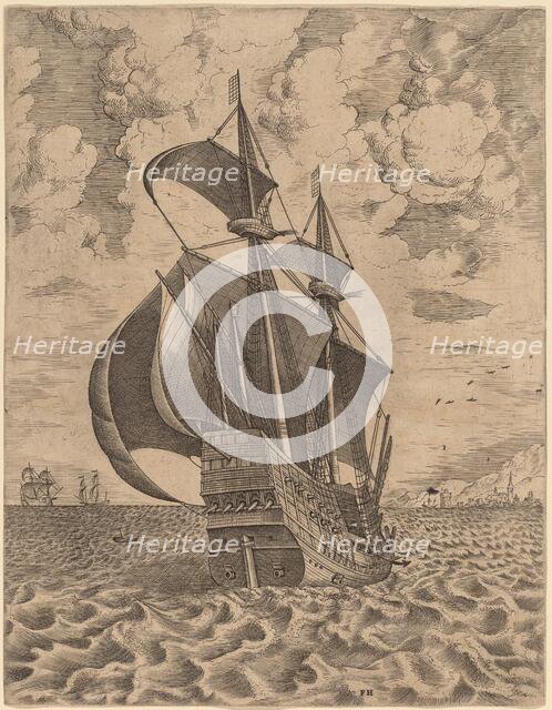 Armed Four-Master Sailing towards a Port, 1565. Creator: Frans Huys.