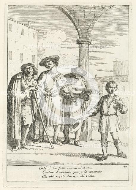 Fà ballar i Cani (Street Entertainer), published 1753. Creator: Gaetano Gherardo Zompini.