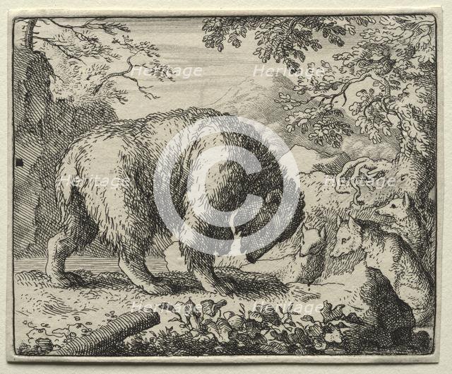Reynard the Fox: Reynard Promises Honey to the Bear. Creator: Allart van Everdingen (Dutch, 1621-1675).