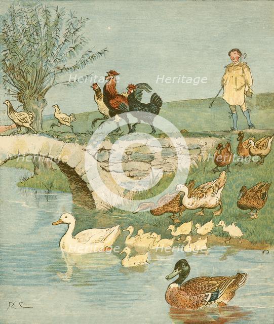 The Farmer's Boy with chickens and ducks, c1881. Creator: Randolph Caldecott.