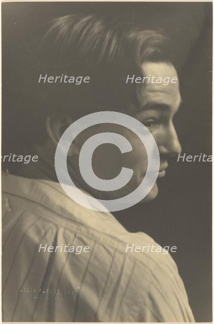 Portrait of a Young Man in Striped Shirt, 1907-1924. Creator: Louis Fleckenstein.