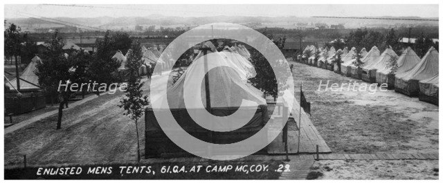 Enlisted men's tents, 61st Cavalry Artillery, Camp McCoy, Wisconsin, USA, 1940. Artist: Unknown