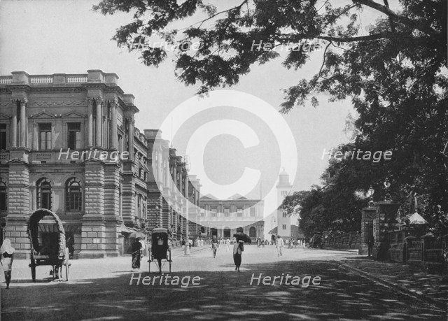 'General Post Office with Entrance to Queen's House and Clock Tower in Distance', c1890, (1910). Artist: Alfred William Amandus Plate.