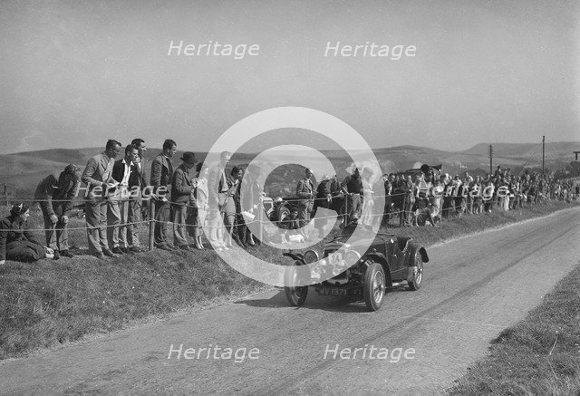 Frazer-Nash Interceptor competing in the Bugatti Owners Club Lewes Speed Trials, Sussex, 1937. Artist: Bill Brunell.