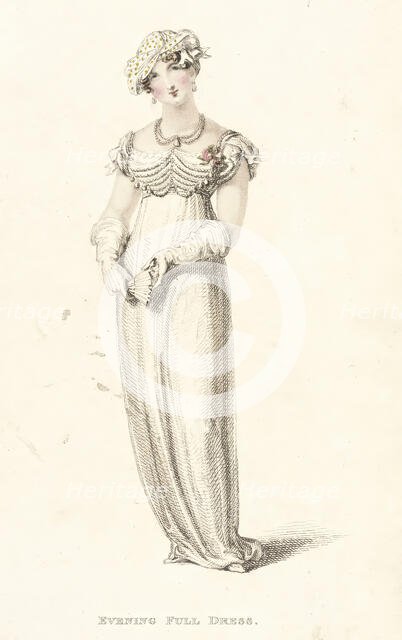 Fashion Plate (Evening Full Dress), 1812. Creator: Rudolph Ackermann.