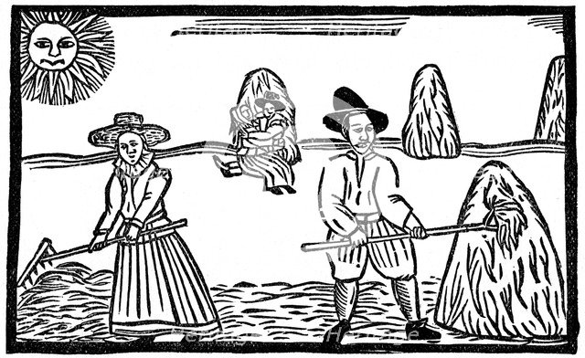 Haymaking, early 17th century, (1910). Artist: Unknown