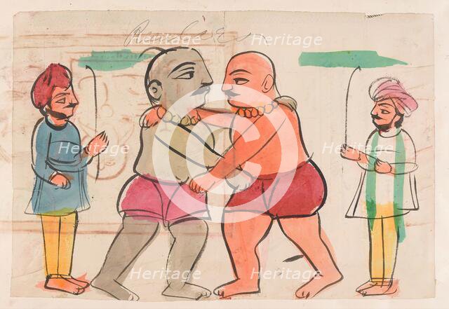 A pair of wrestlers. Creator: Unknown.