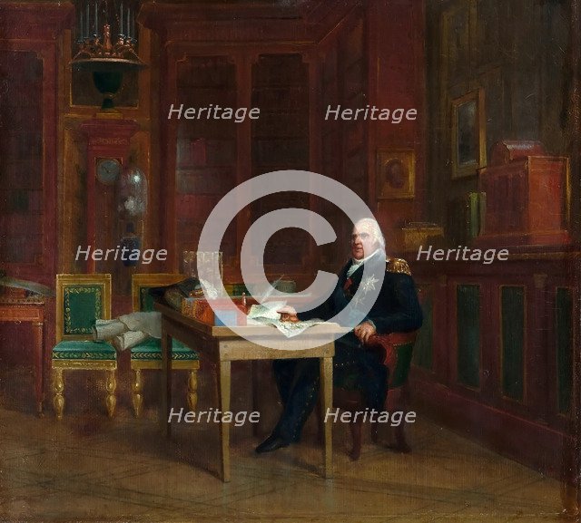 Louis XVIII (1755-1824) in his Study at the Tuileries. Artist: Gérard, François Pascal Simon (1770-1837)
