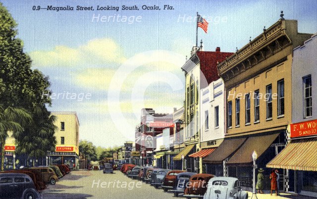 Magnolia Street looking south, Ocala, Florida, USA, 1940. Artist: Unknown