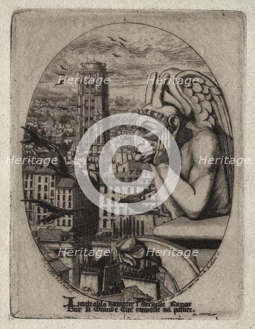 Etchings of Paris: The Gargoyle, 1853. Creator: Charles Meryon (French, 1821-1868).