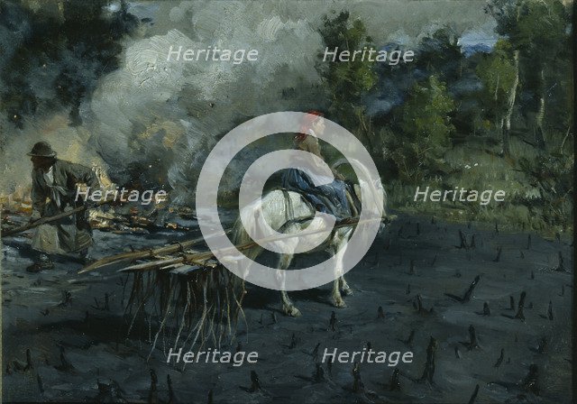 Soil preparation for linseed in the Vologda Region, 1873. Artist: Pryanishnikov, Illarion Mikhailovich (1840-1894)