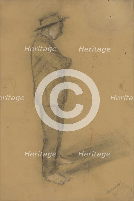 Study of a standing man in a hat, around 1900. Creator: Ladislav Mednyanszky.