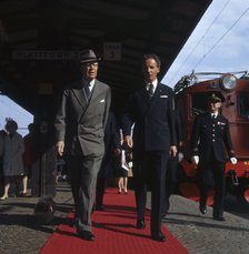 King Gustaf VI Adolf of Sweden arrives in Helsingborg, Scania, 1972. Artist: Unknown