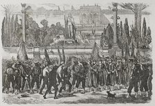 Italian troops taking possession of the Piazza del Popolo, 1871.  Creator: Celestino Sadurni.