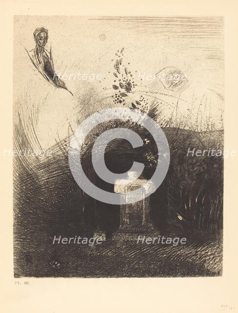 Si par une nuit lourde et sombre, un bon chretien, par charite, derriere quelque vieux..., 1890. Creator: Odilon Redon.