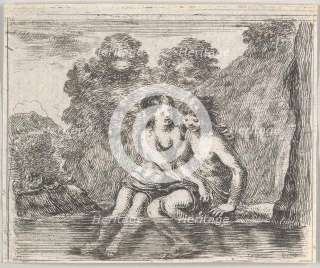Salmacis and Hermaphrodite, from 'Game of Mythology' (Jeu de la Mythologie), 1644. Creator: Stefano della Bella.