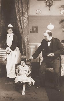 Edward Garratt in character as "The little stranger"; performs a scene, c1906. Creator: Unknown.