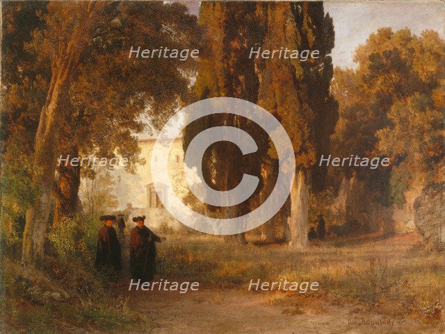 The Monastery Garden, after 1857. Artist: Achenbach, Oswald (1827-1905)
