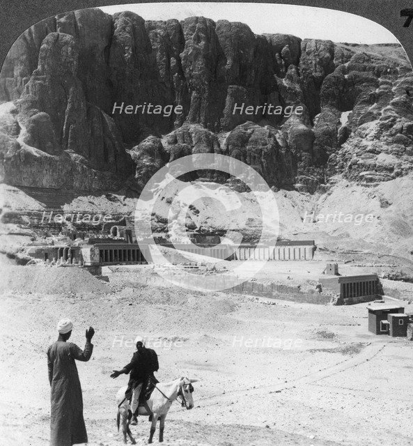 'Buried for ages - colonnaded terraces of the temple at Der-el-Bahri, Thebes, Egypt', 1905.Artist: Underwood & Underwood