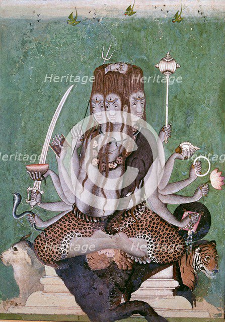 Painting of the god Siva with attributes. Artist: Unknown