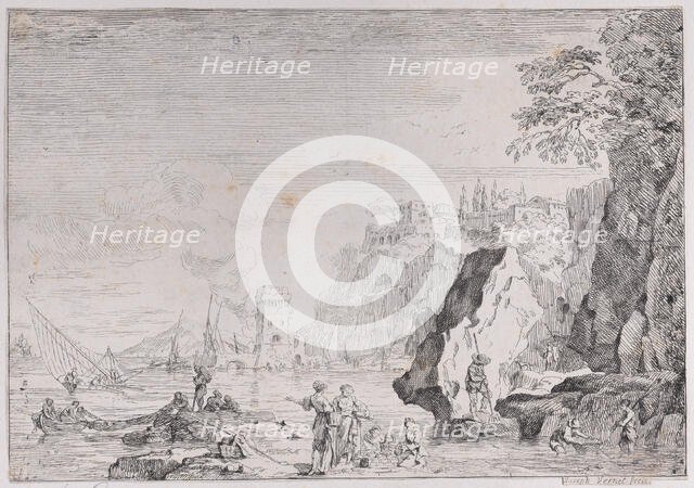 Harbor and Fishermen, ca. 1760. Creator: Unknown.