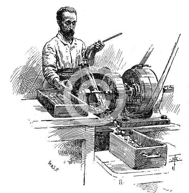 Milling the edges of coins, Royal Mint, London, 1891. Artist: Unknown