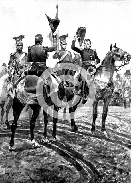 Battles of the British Army...Vimiero: arrival in the British Lines of General Kellermann..., 1895. Creator: George Meisenbach.