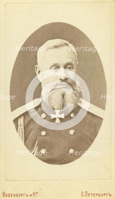 Petr Semenovich Vannovski, head-and-shoulders portrait, facing slightly..., between 1880 and 1886. Creator: Vezenberg & Co.