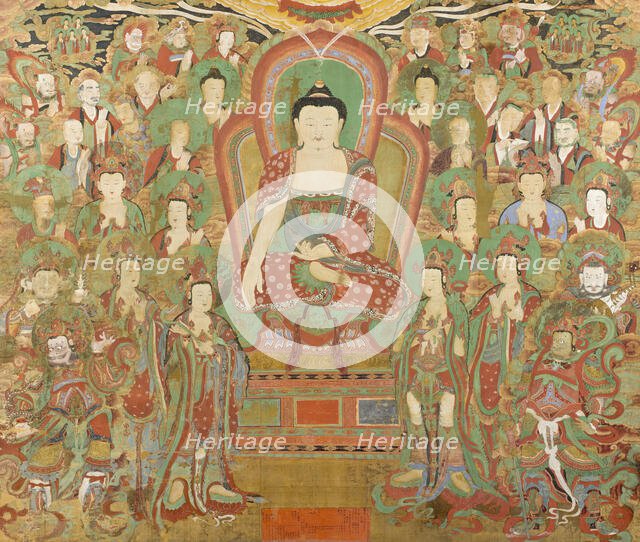 Buddha Seokgamoni (Shakyamuni) Preaching to the Assembly on Vulture Peak (image 1 of 11), Dated 1755 Creator: Anon.