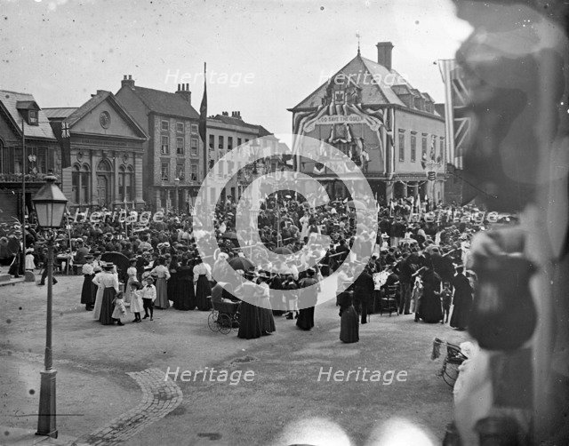 Queen Victoria's jubilee celebrations, Market Place, Wallingford, Oxfordshire, 1879. Artist: Henry Taunt