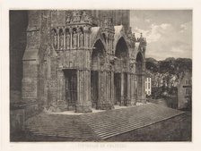 Planche XII ? Cathédrale de Chartres, Portique du Midi (Plate XII ? Chartres Cathedral..., 1855. Creator: Charles Nègre.