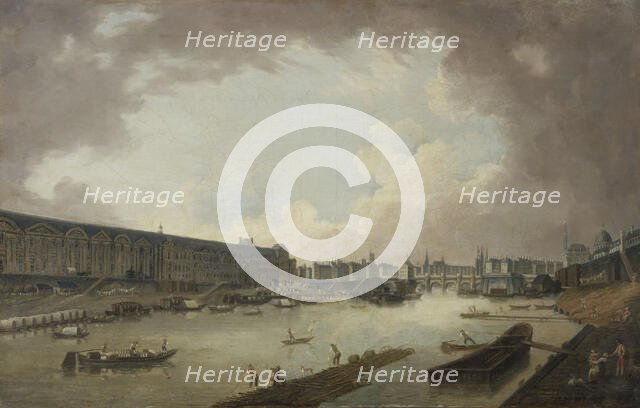 Grande Galerie, the Pont-Neuf and the Ile de la Cite, seen from the Pont Royal, c1775. Creator: Pierre-Antoine Demachy.
