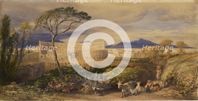 The Colosseum and Alban Mount, c1843. Artist: Samuel Palmer.