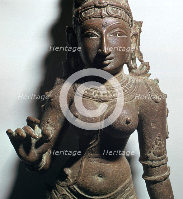 Bronze statuette of Parvati, the consort of Siva, 14th century. Artist: Unknown