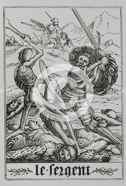 The Sergeant from "The Dance of Death", 1547, (1877). Creator: Unknown.
