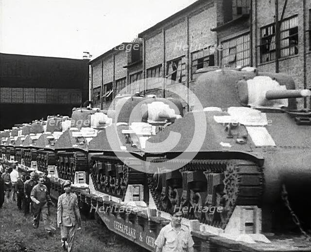 A Train Carrying American Tanks, 1942. Creator: British Pathe Ltd.