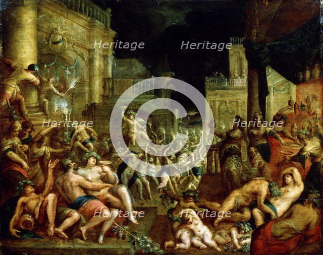 'Midas' Feast in Honour of Bacchus and Silenus'. c.16th century. Artist: Lucas van Valckenborch