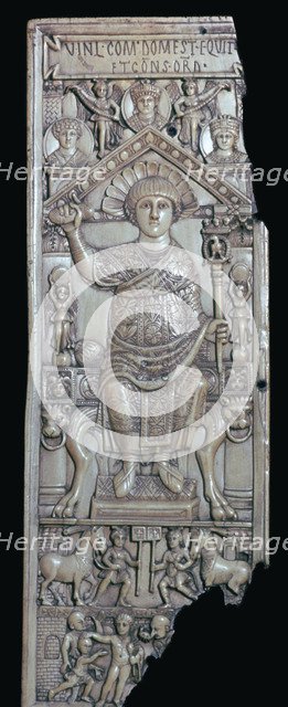 Ivory leaf of a consular diptych of Flavius Anastasius, 6th century. Artist: Unknown