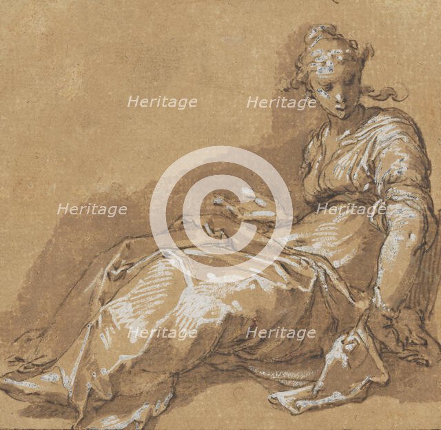 Seated woman, facing left. Creator: Abraham Bloemaert.