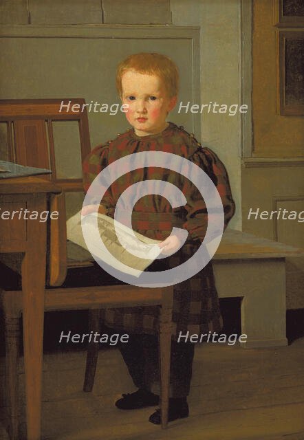 The Painter C.W. Eckersberg's Son Julius in his Fathers Studio at Charlottenborg, 1831. Creator: Christen Købke.