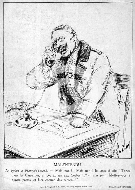 'Misunderstanding', caricatures of Guillaume II of Germany, 1915. Artist: Unknown